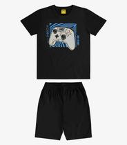 Conjunto Machão c Bermuda em Meia Malha Rovi Kids Preto Conjunto Machão c Bermuda em Meia Malha Rovi Kids Preto