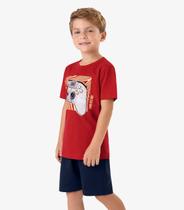 Conjunto Machão c Bermuda em Meia Malha Rovi Kids Vermelho