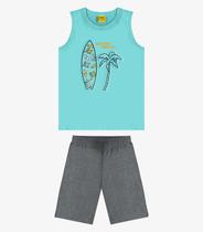 Conjunto Machão com Bermuda Meia Malha Rovi Kids Azul