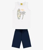 Conjunto Machão com Bermuda Meia Malha Rovi Kids Branco
