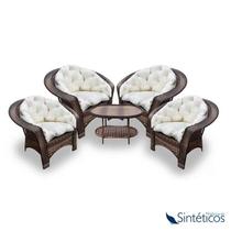 Conjunto Madagascar - 4 poltronas + Mesa Oval