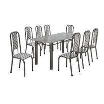 Conjunto Madmelos 8 cadeiras craqueado preto Tampo em Granito Ocre