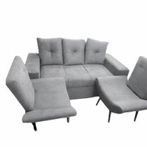 Conjunto Madri 3 Lugares Com 2 Poltronas Cinza Da Norvan 90x70x170 cm