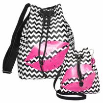 Conjunto Mãe E Filha Feminina Branco E Preto Beijo Magicc Bolsas