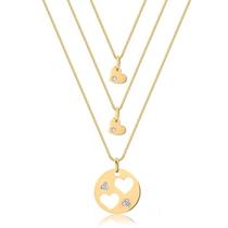 Conjunto Mãe e Filhas Círculo Com Corações Folheado a Ouro Conjunto Mãe e Filhas Círculo Com Corações Folheado a Ouro