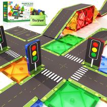 Conjunto Magnetic Tiles Road Toppers Soyee 56 unidades para crianças de 3 ou mais anos Conjunto Magnetic Tiles Road Toppers Soyee 56 unidades para crianças de 3 ou mais anos