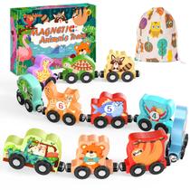 Conjunto magnético de trem de animais de madeira Zeoddler para crianças Conjunto magnético de trem de animais de madeira Zeoddler para crianças