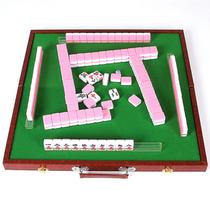 Conjunto Mahjong Mini Portable Travel 24 mm rosa com estojo
