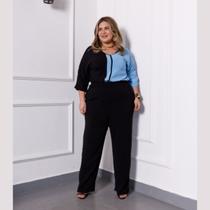 Conjunto Maison Blusa Manga Raglan e Calça Plus Size Verão