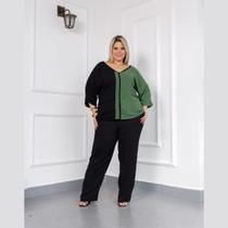 Conjunto Maison Blusa Manga Raglan e Calça Plus Size Verão Conjunto Maison Blusa Manga Raglan e Calça Plus Size Verão