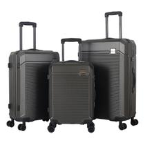 Conjunto Mala de Viagem Tamanhos 20+24+28 Cor Cinza Escuro Conjunto Mala de Viagem Tamanhos 20+24+28 Cor Cinza Escuro