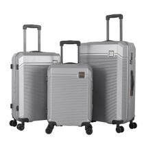 Conjunto Mala de Viagem Tamanhos 20+24+28 Cor Prata Conjunto Mala de Viagem Tamanhos 20+24+28 Cor Prata