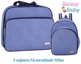 Conjunto Mala Maternidade + Mochila Grande Milão Azul - CMM0004