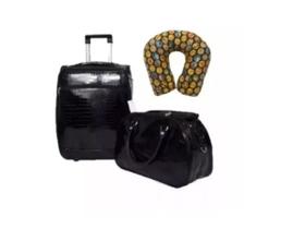 Conjunto Mala Rodinha + Mala Média Croco Viagem ACEITO a Bordo Viagem + Cadeado