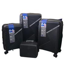 Conjunto Malas Com Frasqueira Preta 4 peças Viagem 4 Rodas Dupla 360 Polipropileno CHX Conjunto Malas Com Frasqueira Preta 4 peças Viagem 4 Rodas Dupla 360 Polipropileno CHX