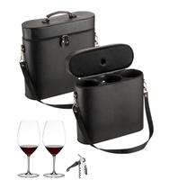 Conjunto Maleta material sintético 1 Garrafa E 2 Taças Com Saca Rolha