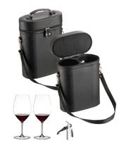 Conjunto Maleta material sintético com 2 Taças e Saca-rolha Riedel Gift