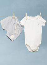 Conjunto Malha e Moletinho - Branco e Azul - Bugbee Conjunto Malha e Moletinho - Branco e Azul - Bugbee