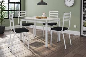 Conjunto Malva 107X70cm c/4 Cadeiras 118 Branco/Vidro Branco