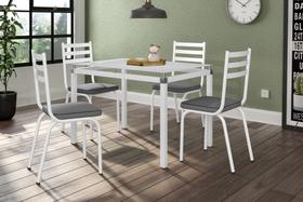 Conjunto Malva 107X70cm c/4 Cadeiras 119 Branco/Vidro Branco