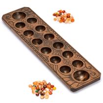 Conjunto Mancala Yellow Mountain Imports com placa de madeira de 44 cm Conjunto Mancala Yellow Mountain Imports com placa de madeira de 44 cm