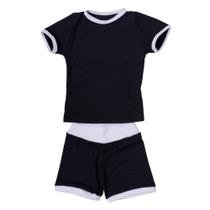 Conjunto Manga Curta Duo Feminino Cor:Preto/BrancoTamanho:1-2 anos