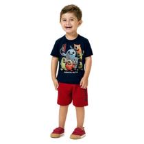 Conjunto Manga Curta Estampa Selfie de Monstros kyly