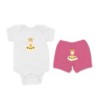 Conjunto Manga Curta Girafinha nas nuvens