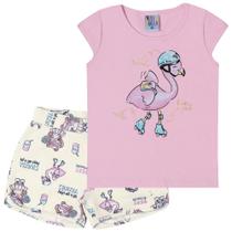 Conjunto Manga Curta ROSA - PRIMEIROS PASSOS - MENINA - Meia malha 46225-1
