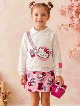 Conjunto Manga Longa Casaco e Shorts Saia Hello Kitty Momi Conjunto Manga Longa Casaco e Shorts Saia Hello Kitty Momi