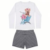 Conjunto manga longa e short infantil menina kaiani - tamanho 10 - algodão - Conjunto manga longa e short infantil menina kaiani - tamanho 10 - algodão -