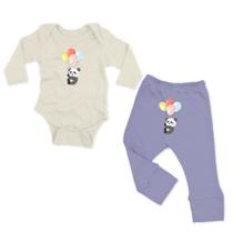 Conjunto Manga Longa Panda dos Balões