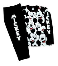 Conjunto manga longa personagem infantil Mickey 100% algodão