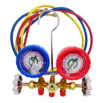 Conjunto Manifold Analógico Refrigeração R22 R407C R404A R410A Mangueira 150CM 1/4X5/16 800PSI ET661