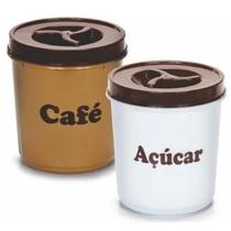 Conjunto Mantimento Redondo Tampa Com Rosca Café E Açúcar