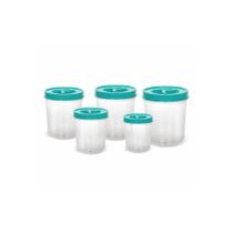 Conjunto Mantimentos Redondo Tampa com Rosca Transparente - 5 Peças