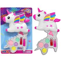 Conjunto Maquiagem Unicórnio Infantil 2 Batons 4 Sombras