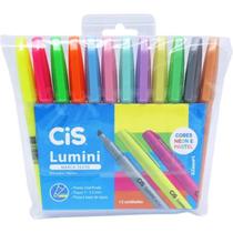 Conjunto Marca Texto Cis Lumini Com 12 Cores Neon e Pastel