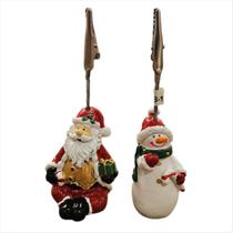 Conjunto Marcador de Lugar Figuras Natalinas Boneco De Neve Noel Sortido Resina 6CM 4 UN
