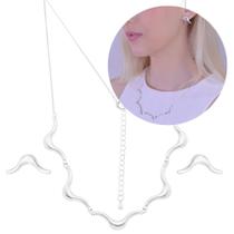 Conjunto Maré Colar + Brincos Ouro18k Prata925 Moda Feminina Garantia Vitalícia