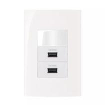Conjunto Margirius 4x2 1 Interruptor Simples + 2 Usb 2A Sleek