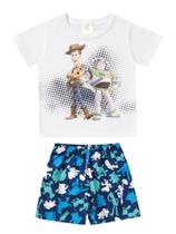 Conjunto Marlan 2 peças Curto Camiseta Bermuda Toy Story Branco