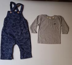 Conjunto Marlan jardineira com camisa manga longa