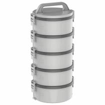 Conjunto Marmita Térmica 5 Unidade 1,5L Cinza Tekcor Soprano