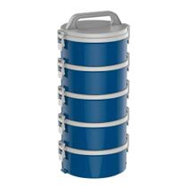 Conjunto Marmita Térmica 5 Unidades 1,5L Azul Tekcor Soprano