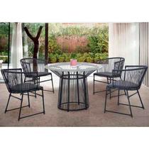 Conjunto Marrocos 4 Cadeiras 1 Mesa Verde/Areia Famais