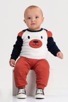 Conjunto Masc P-M-G casaco moletom urso e calça moletom