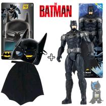 Conjunto Máscara Capa e Boneco Batman de Combate 30cm