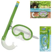 Conjunto Mascara de Mergulho e Snorkel Infantil Verde Mor