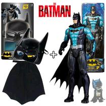 Conjunto Máscara e Capa com Boneco Batman Traje Tech Azul